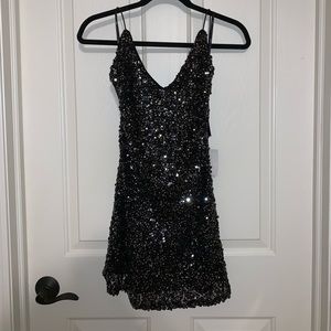 Sequin Backless Mini Dress